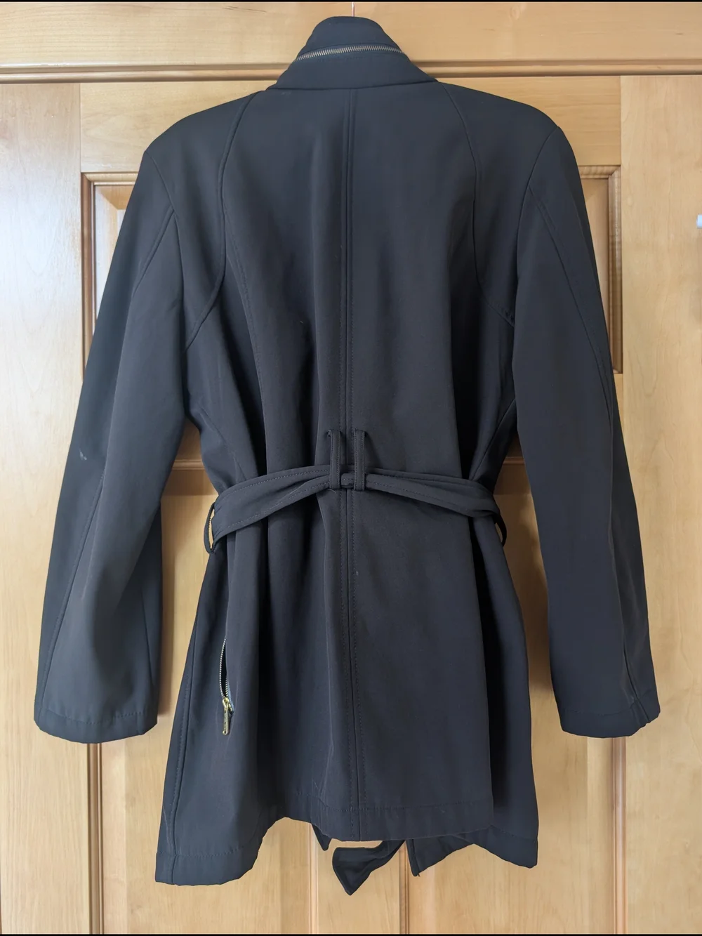 MICHAEL Michael Kors Black Trench Coat with Gold Hardware Accents - Picture 9 of 11
